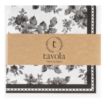 Rose Black Napkin