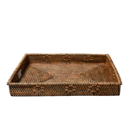 Rattan Tray W/ Motif Antique