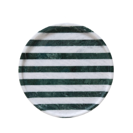 Marble Tray Green & White Stripe