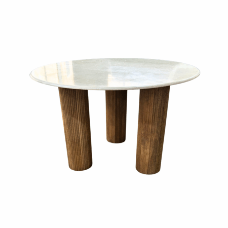 Table Round Cream Marble and Wood